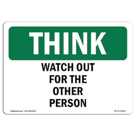 OSHA THINK Sign, Think Blank Write-On, 14in X 10in Decal